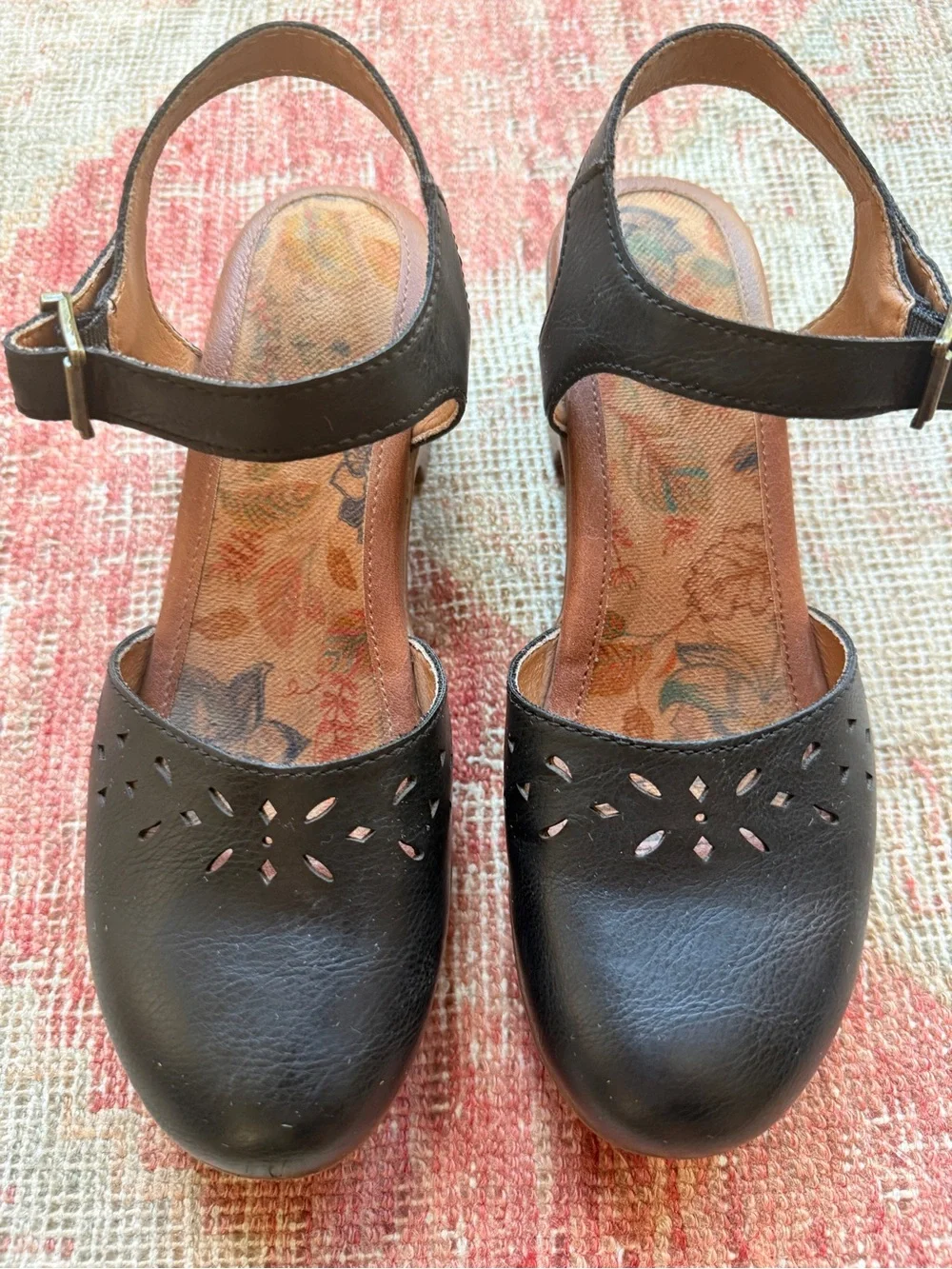 boc Black Leather mary Jane Heels with Buckle - Picture 1 of 2